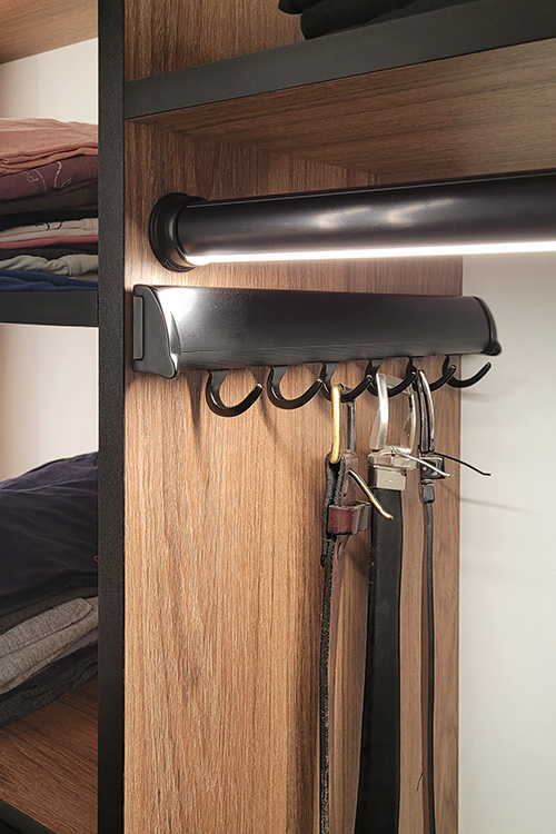 Men's Closet with Sliding Belt Rack