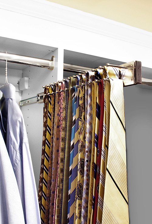 Sliding Closet Tie Rack Close Up