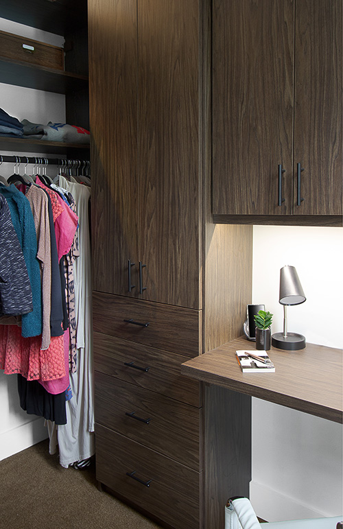 Master Bedroom Closet with Small Desk in Country Home