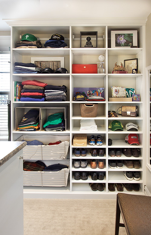 White Walkin Closet with Sliding Baskets