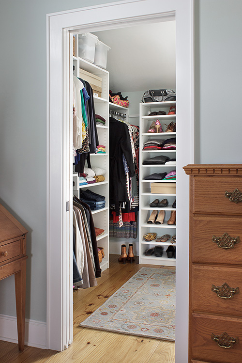 White Closet with Open Shelving