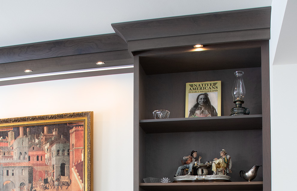Custom Built-In Lighted Bookcases Frame Artwork