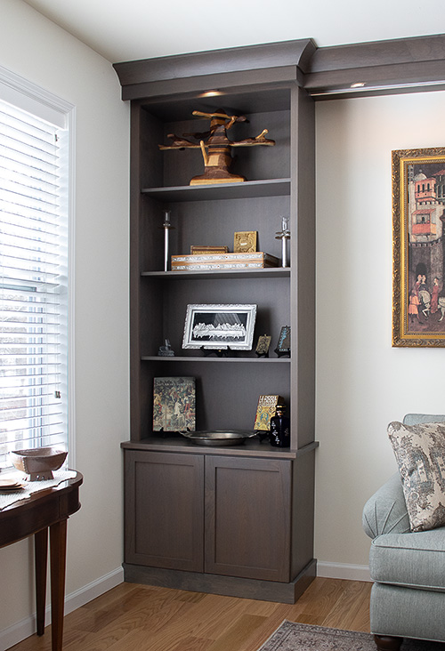 Built-In Cherry Bookcases with Display Shelving
