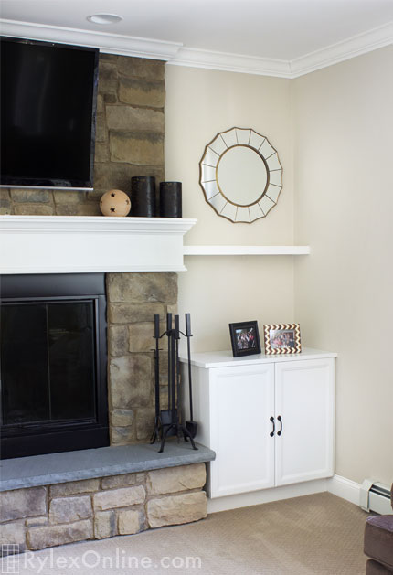 Fireplace Surround Cabinets with Floating Shelves