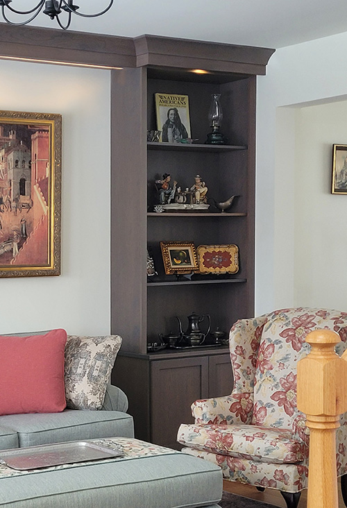 Custom Built-In Lighted Bookcases with Adjustable Shelves