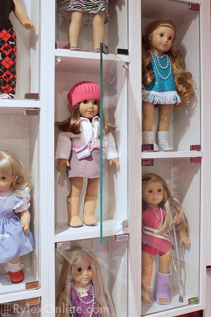 American Girl Doll Wall Mounted Display Case Close Up