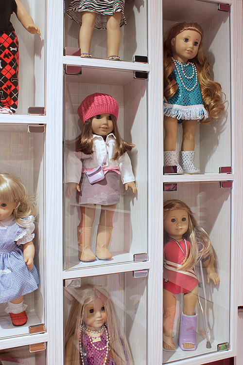 American Girl Doll Wall Mounted Display Case Close Up