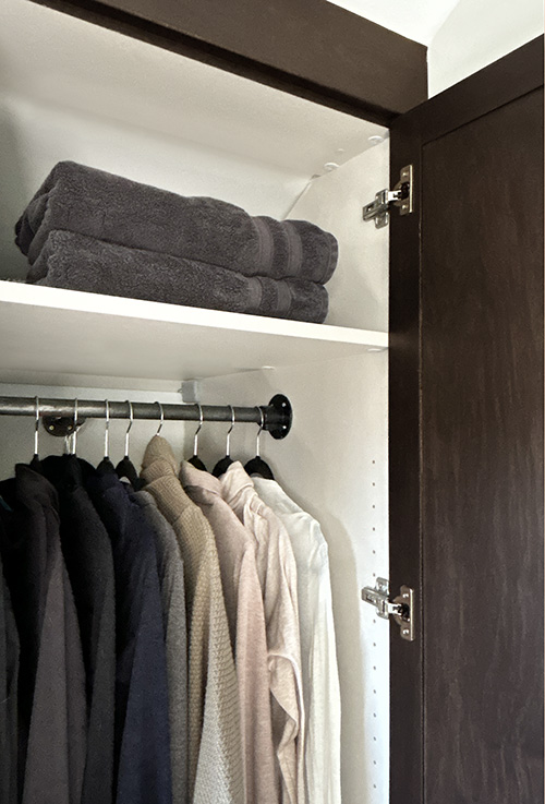 Wardrobe with Hanging Closet Space and Shelves