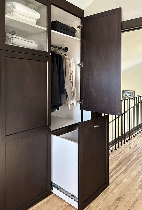 Wardrobe with Hamper Drawer and Hanging Closet Space