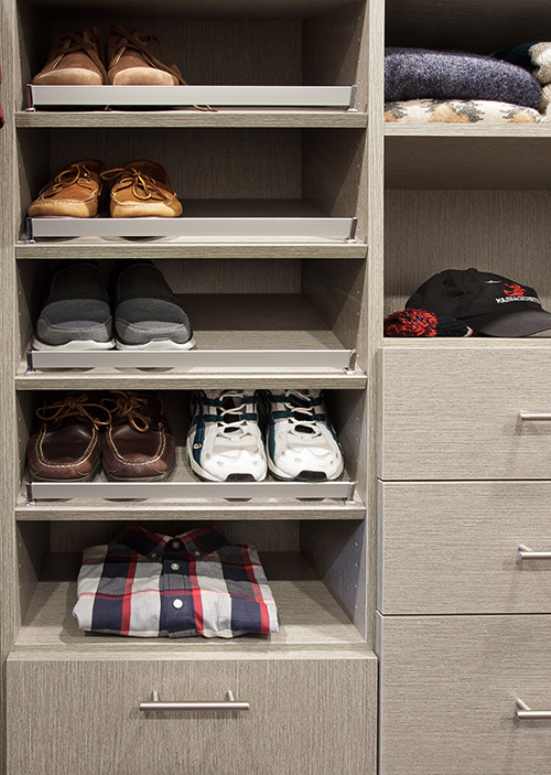 Angled Shoe Shelf with Chrome Shoe Fence