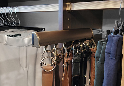 Custom Closet with Sliding Belt Rack for Rylex Closets