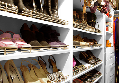 Angled Shoe Shelves with Fence