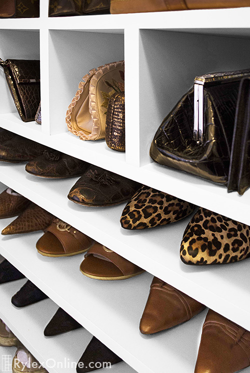 Close On Shoe and Purse Closet Shelves