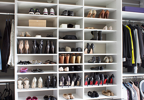 Adjustable Closet Shoe Shelves for Stiletto Shoes