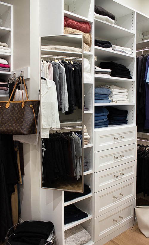 White Closet with Full Length Swivel Mirror