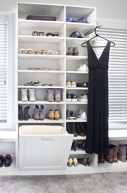 Bedroom Closet with Tilt Out Hamper