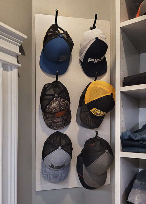Custom Closet Cap Rack with Hooks - View More Options