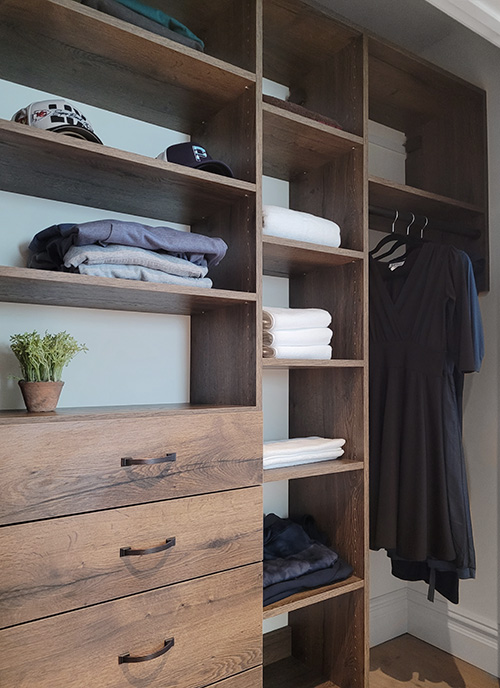 Reach-In Closet with Open Shelves with Hanging Storage