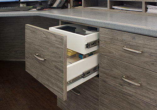 Double Office Desk Drawers Under a Single Face with Full Extension Slides