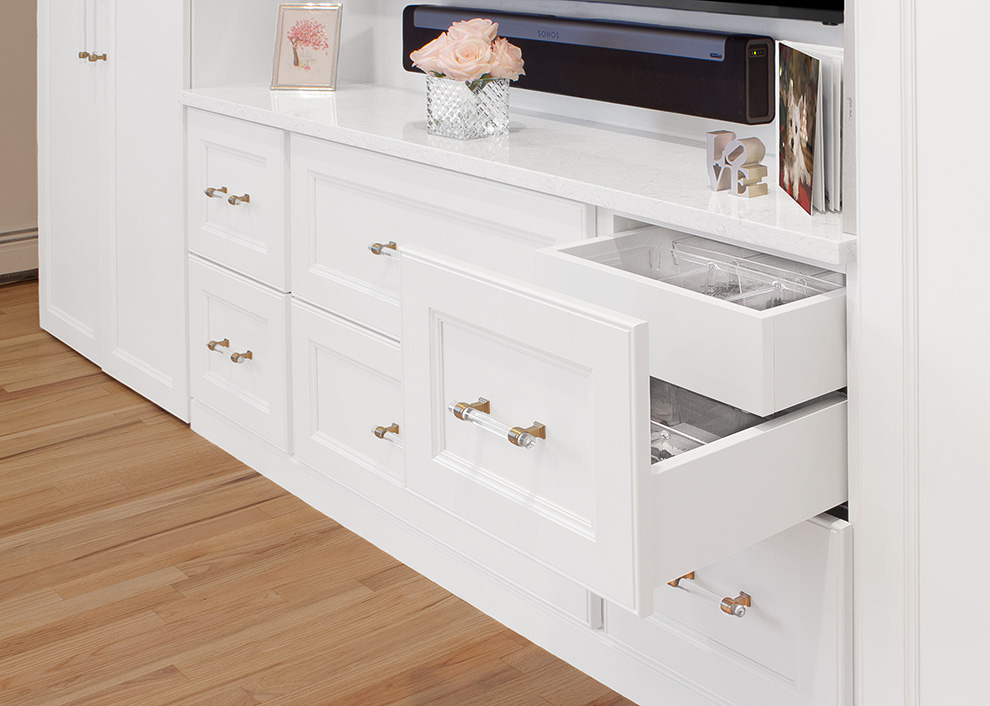 Large Cabinet Conceals Dual Offices with Floor to Ceiling Storage