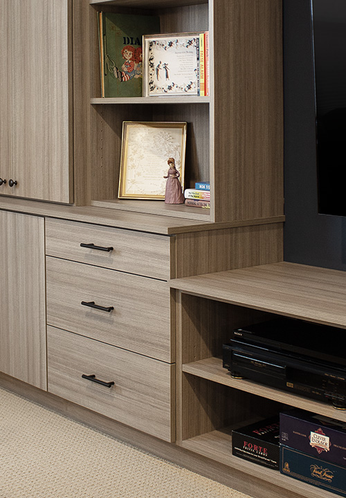 Entertainment Center Storage Cabinets with Drawers and Open Adjustable Shelves