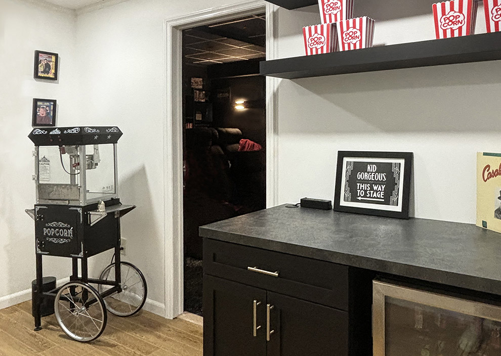 Home Theater Concession Stand with Floating Shelves