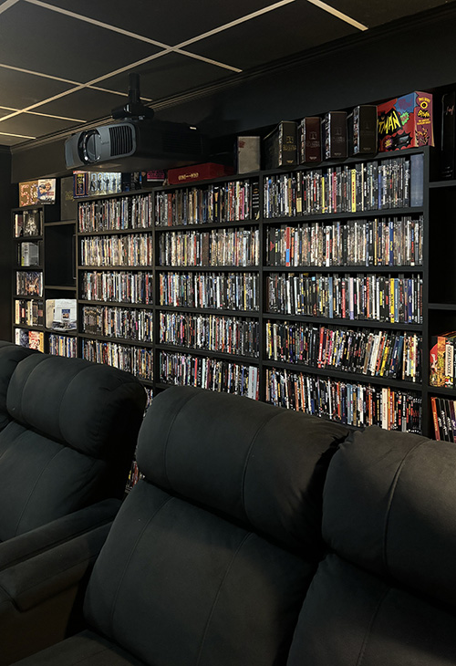 Home Theater Room with DVD Custom Wall Storage