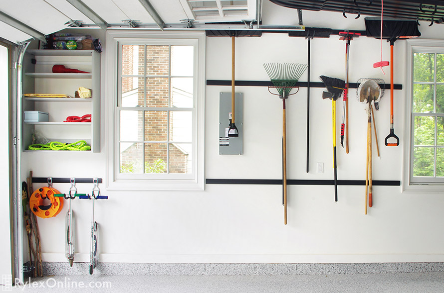 Garage Sports Storage System Rails and Hooks