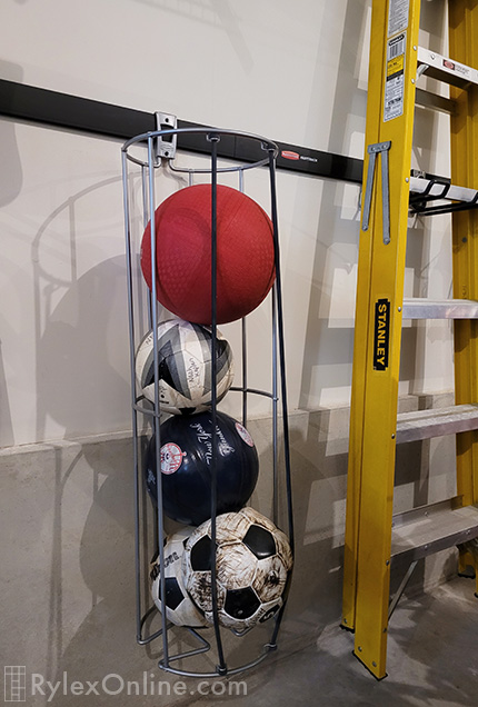 Sports Ball Basket and Ladder Hook Wall System