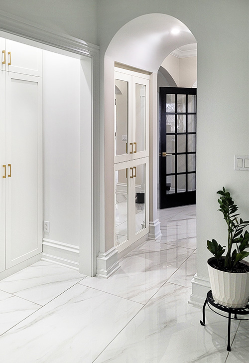 Mirrored Cabinet Doors for Hidden Storage