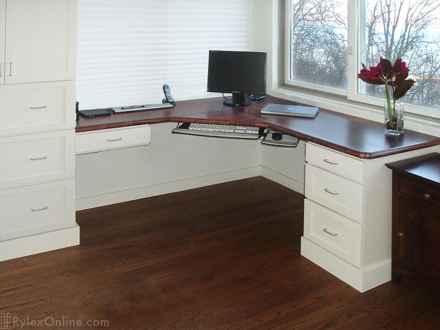 Desk Shaker Cabinets, Built In Corner Desk And Shelves