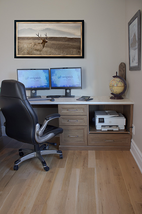 Custom Home Office Desk with Printer Pull Out Shelf