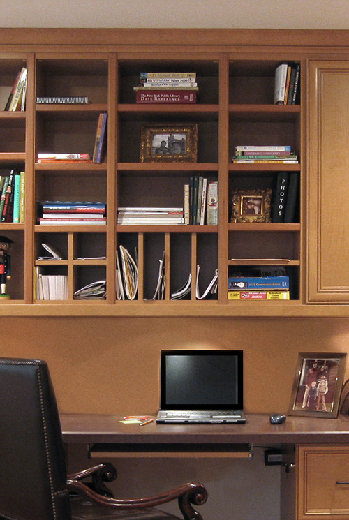 Home Office with Paper Cubbies and Keyboard Tray