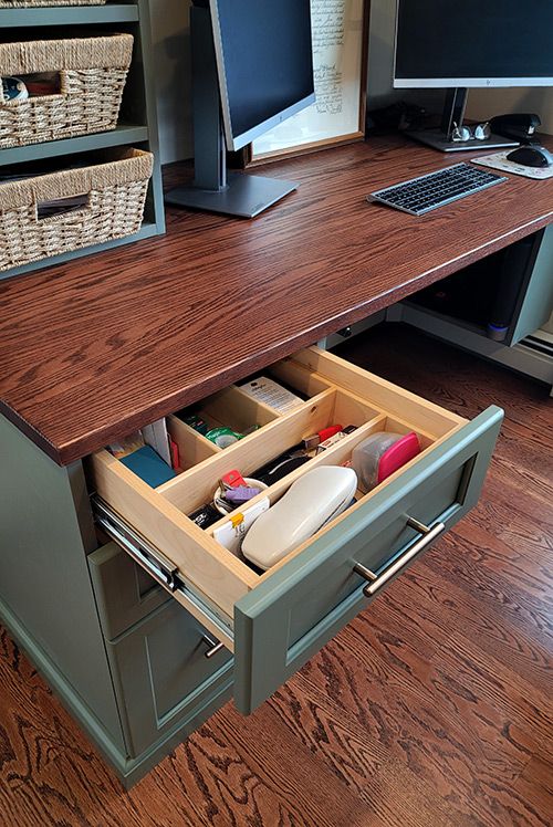 Fern Green Home Office Desk with Organizational Drawer Dividers - View More Options