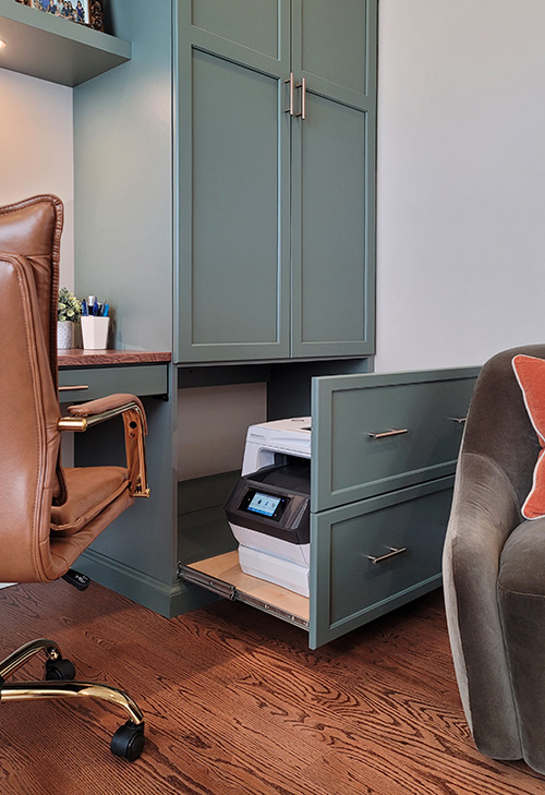Built-In Home Office Cabinet Furniture with Pull-Out Printer Shelf - View More Options