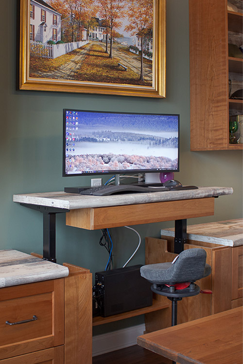 Sit-Stand Home Office Desk Raised to Stand Position