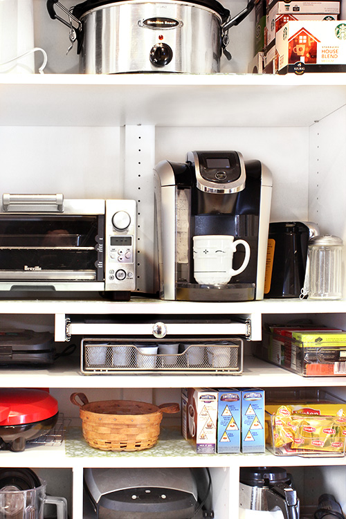 Appliance Cabinet and Coffee Center with Pullout Tray