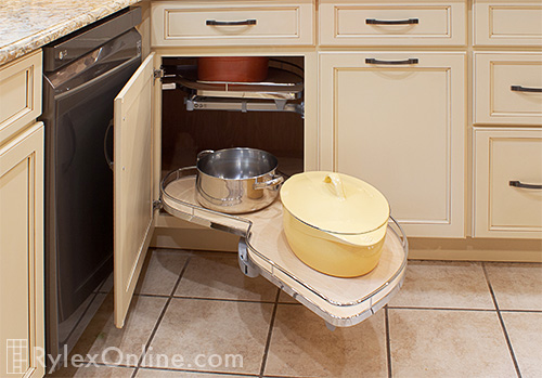 Lazy Susan Corner Cabinet with Metal Fence