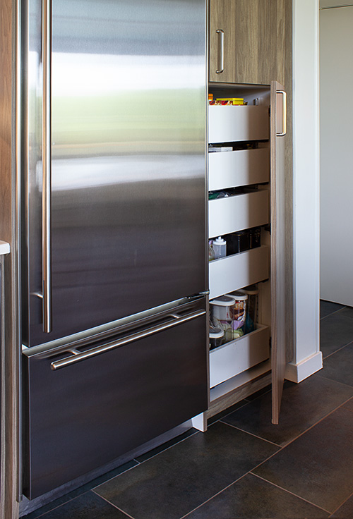 Refrigerator Cabinet with Finger Pull Drawers