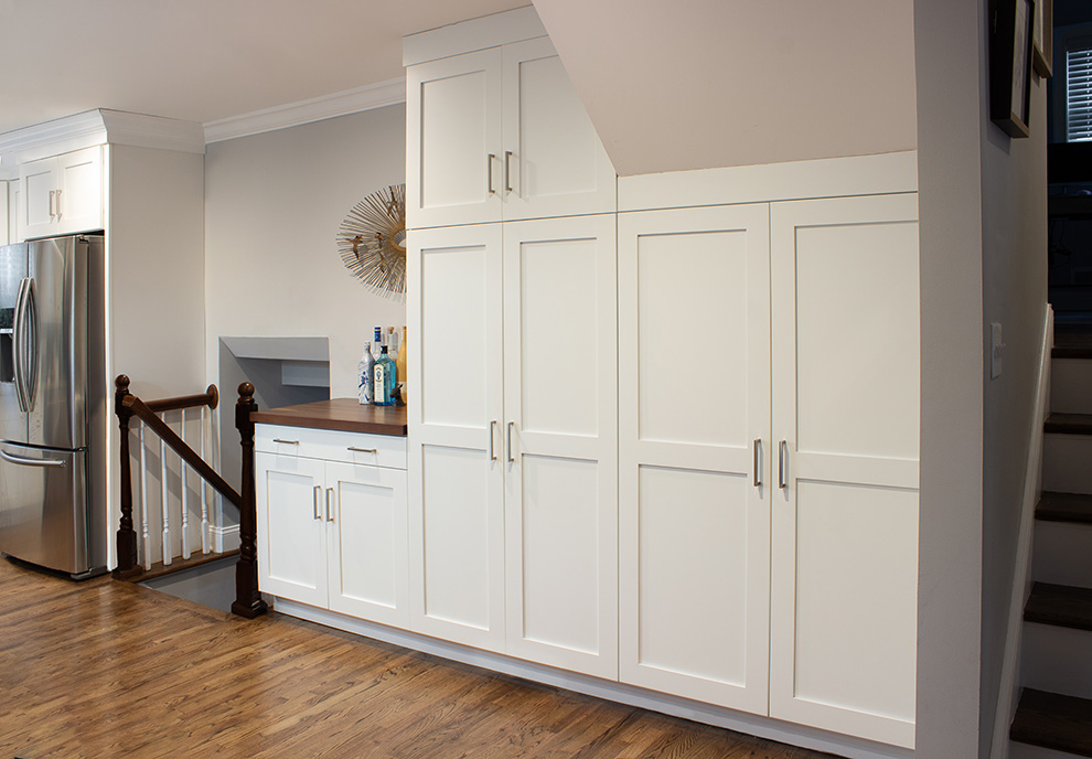 Built-In Pantry with Kitchen Sloped Ceiling