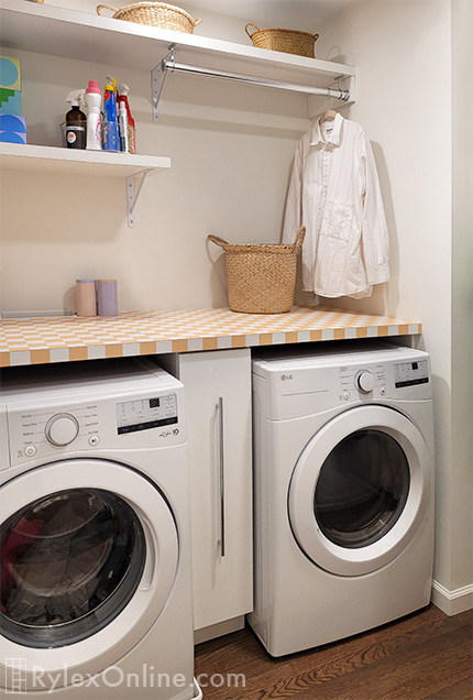 Clever Laundry Storage Cabinet Between Washer and Dryer