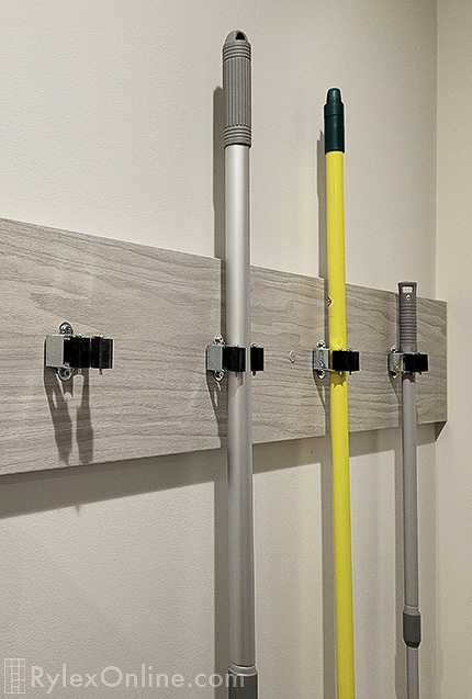 Mudroom Hooks for Brooms, Mops Close On