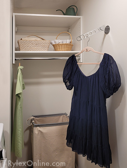 Compact Laundry Room Storage with Open Shelves