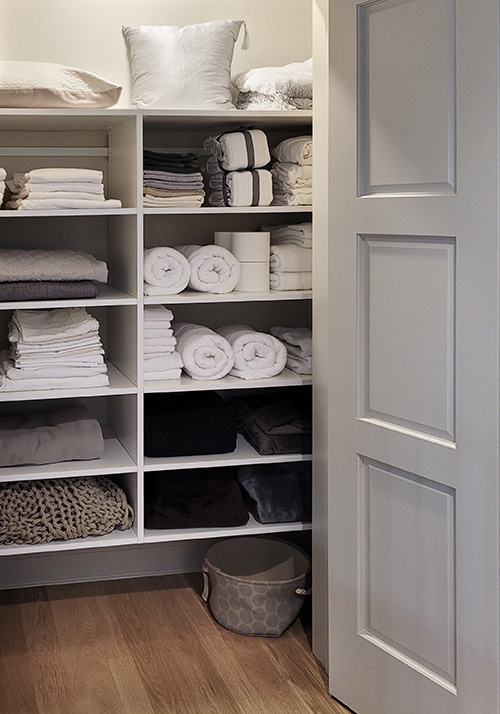 Linen Closet with Adjustable Shelves Close Up