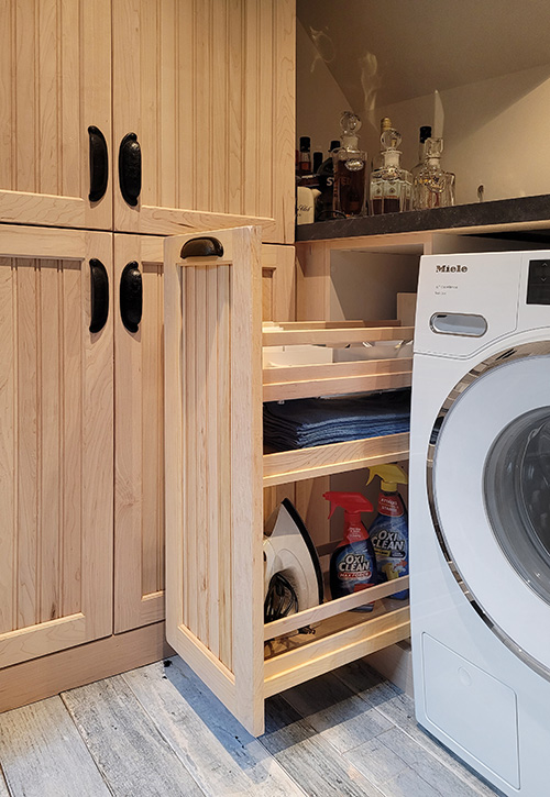 Washer Side Three Shelf Cabinet Pullout Laundry Storage