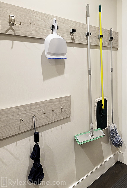 Mudroom Wall Hooks for Mops, Broom and Umbrellas