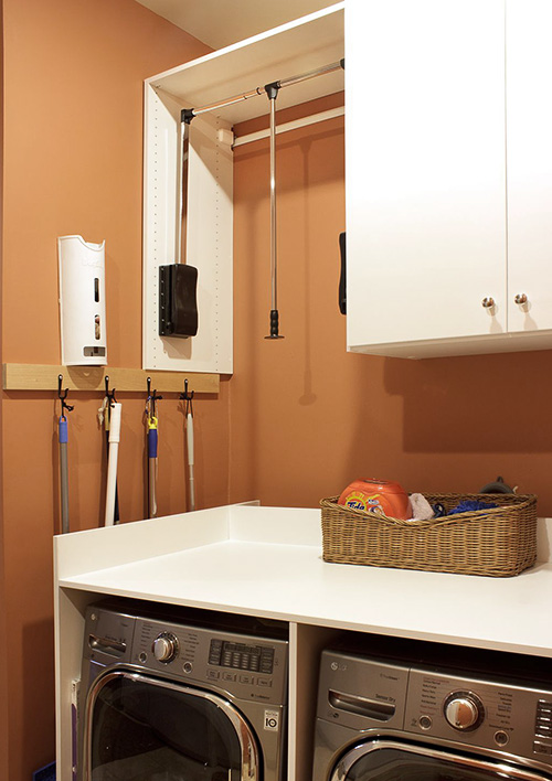 Pull Down Rod for Laundry Room Cabinets