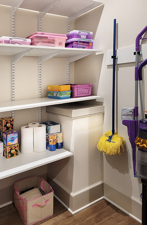 Utility Closet with Broom and Mop Hooks