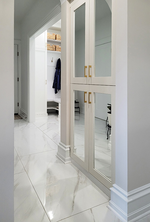 Mudroom Built-In Mirrored Storage Cabinet