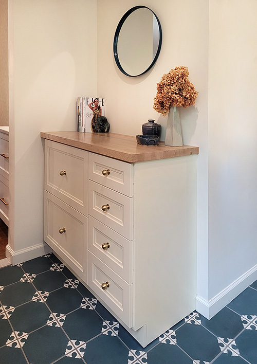 Mudroom Drawer Cabinet with Butcher Block Counter